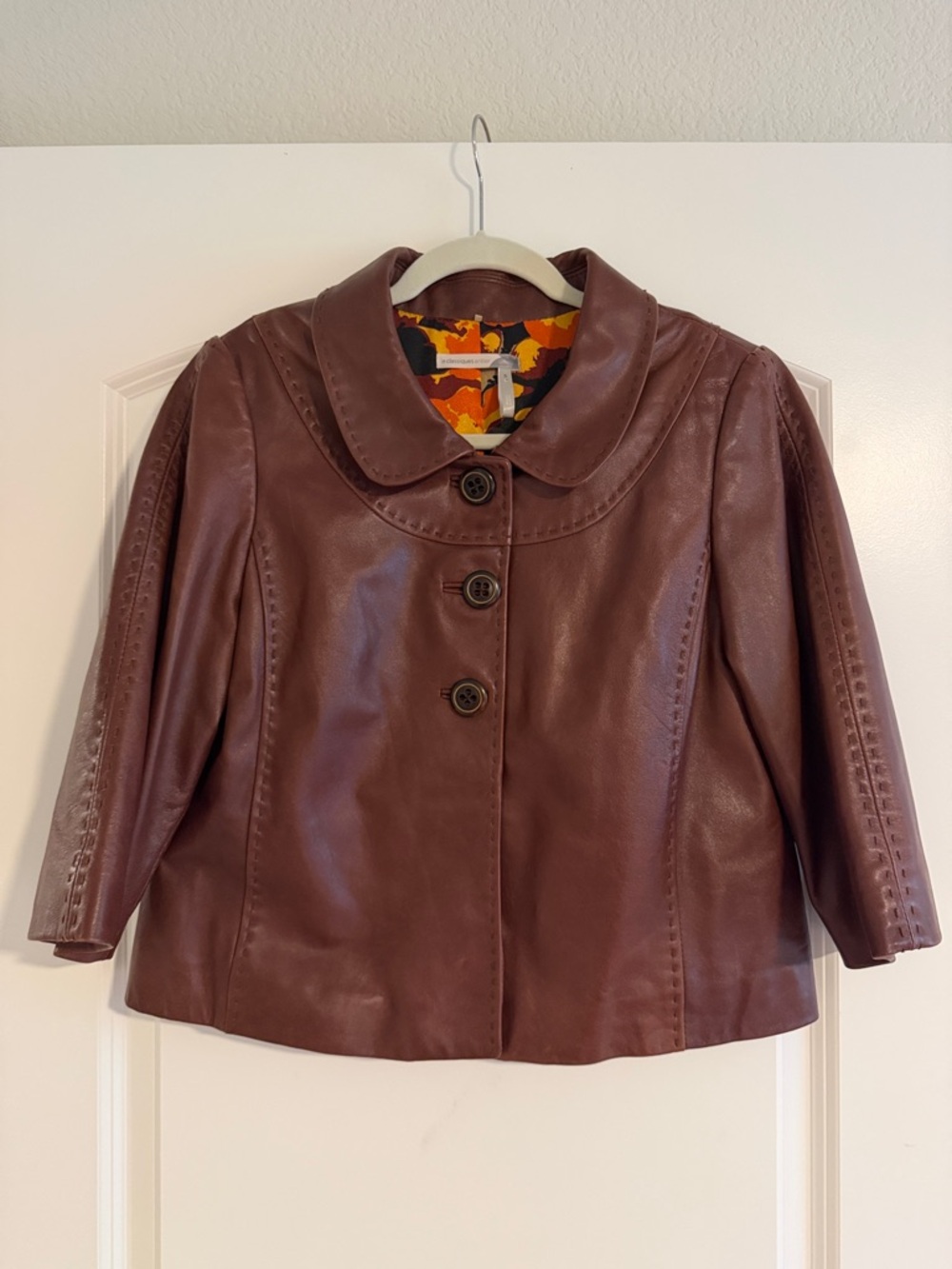 Classiques Entier Genuine Leather Jacket Brown Small